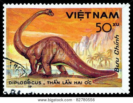 Vintage  Postage Stamp. Diplodocus.