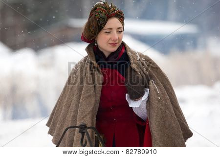 Retro Dressed Woman Posing