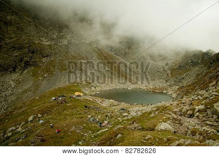 Caltun Lake Near Negoiu Peak, Carpathians Mountains, Romania
