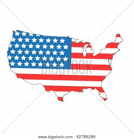 USA. Flag-map