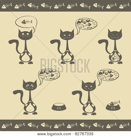 cat with fish