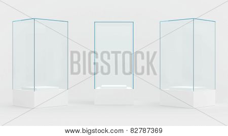 display case. 3d render. isolated on gray background