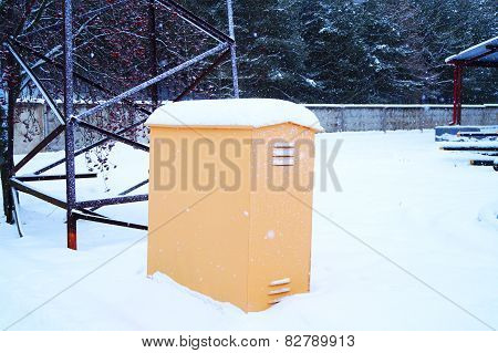 Production facility. Metal box for storage of equipment