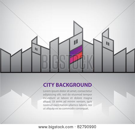 vector abstract silhouette city background with reflection