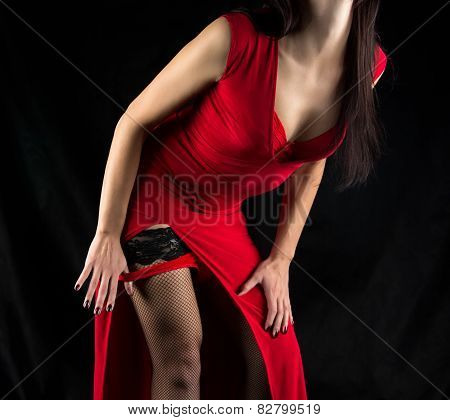 Photo Of Woman Taking Off Red Panties