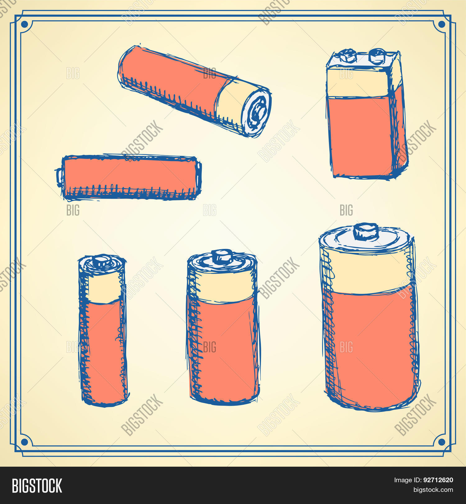 Sketch Batteries Set Vector & Photo (Free Trial) Bigstock