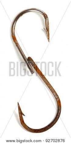 S-shaped Old Rusty Fish Hooks