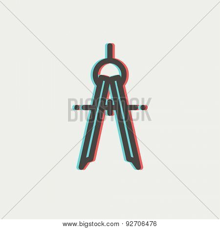 Compass icon thin line for web and mobile, modern minimalistic flat design. Vector icon with dark grey outline and offset colour on light grey background.