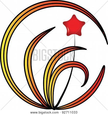 Plant and flower with circle icon