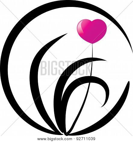 Plant and flower with circle icon