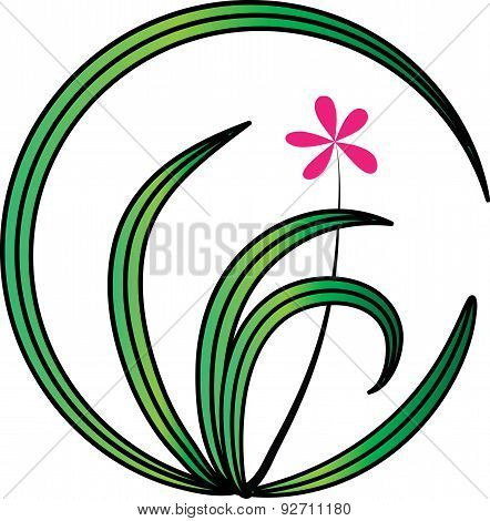 Plant and flower with circle icon