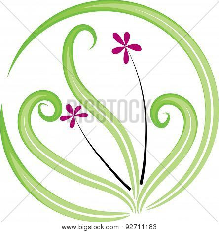 Plant and flower with circle icon