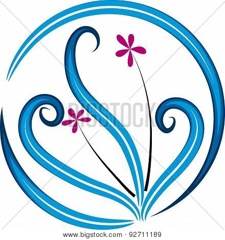 Plant and flower with circle icon