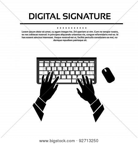 Keyboard Hand Type Black White Silhouette Vector