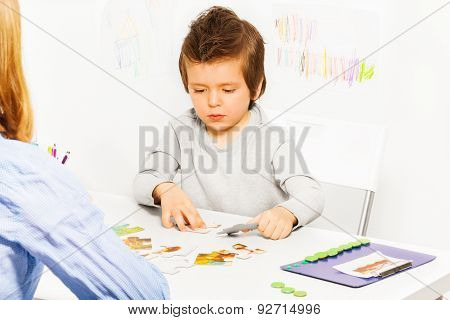 Concentrated solve puzzle during developing game