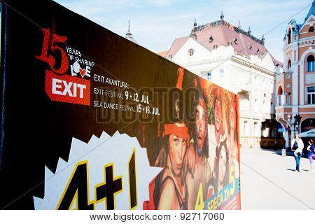 Bilboard Of Exit Festival 2015 In City Center Of Novi Sad