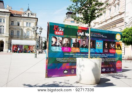 Bilboard Of Exit Festival 2015 In City Center Of Novi Sad