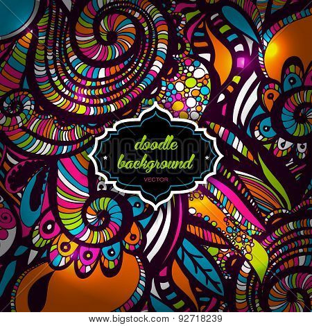Multicolor Pattern Doodles- Decorative Sketchy Notebook Design- Hand-Drawn Vector Illustration Backg