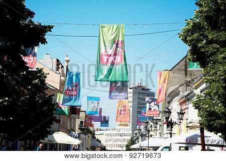 Flags Of Exit Festival 2015 In City Center Of Novi Sad