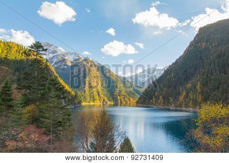colorful view mountain and lake at Jiuzhaigou Chaina