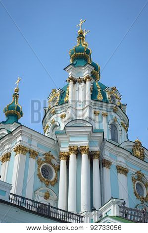 The famous Ukrainian Autocephalous Orthodox Saint Andrew's Church (Andreevskaya). Kyiv Ukraine