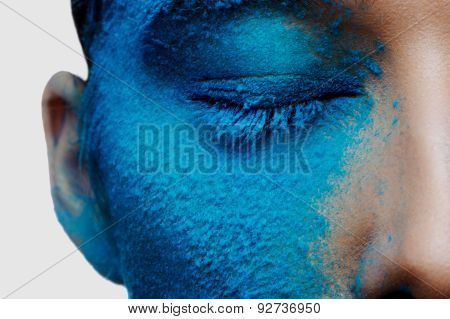 Half Face With Blue Makeup