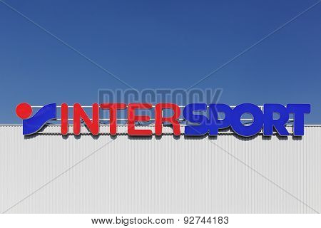 Intersport logo on a façade
