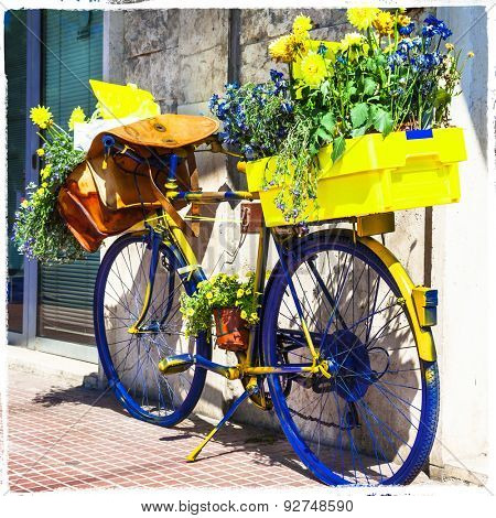 Bicycle of postman -charming street decoration