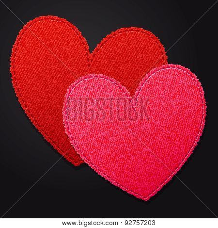 Two Bright Fabric Hearts