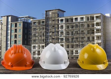 Engineer Working Table Plan  At Building Construction Site