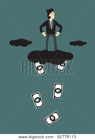Cloud Raining Money Conceptual Cartoon Vector Illustration
