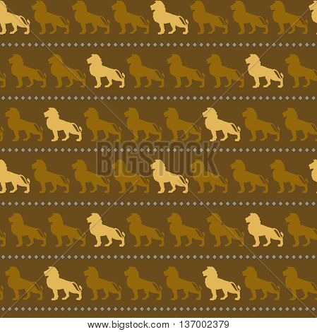 Seamless kids lion safari doodle illustration and geometric details.