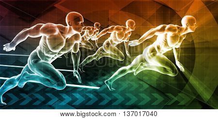 Running Business Men Chasing Success as Concept 3d Illustration Render