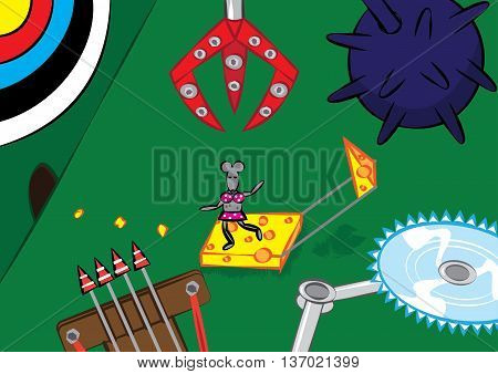 mouse trap technology rodent control concept vector illustration