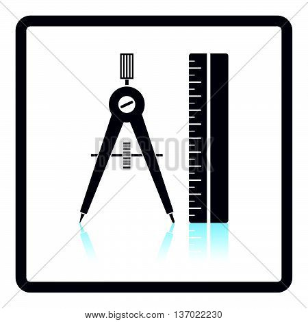 Flat Design Icon Of Compasses And Scale Iin Ui Colors