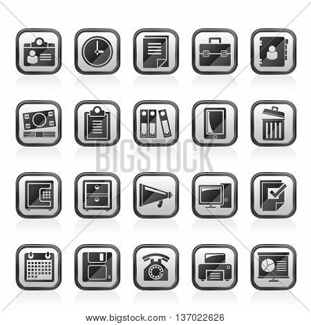 Business and office supplies icons - vector icon set
