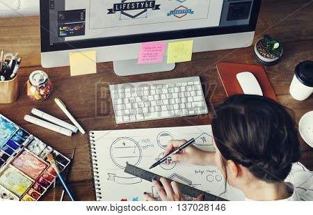 Ideas Creative Occupation Design Studio Drawing Start up Concept