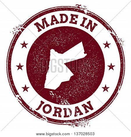 Jordan Vector Seal. Vintage Country Map Stamp. Grunge Rubber Stamp With Made In Jordan Text And Map,