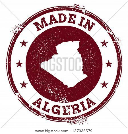 Algeria Vector Seal. Vintage Country Map Stamp. Grunge Rubber Stamp With Made In Algeria Text And Ma