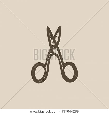 Nail scissors vector sketch icon isolated on background. Hand drawn Nail scissors icon. Nail scissors sketch icon for infographic, website or app.