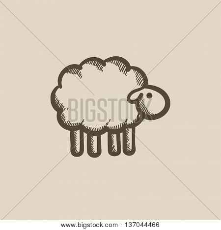 Sheep sketch icon for web, mobile and infographics. Hand drawn sheep icon. Sheep vector icon. Sheep icon isolated on white background.