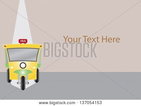 Modern design of Three wheel Motor or Tuktuk with space for your text