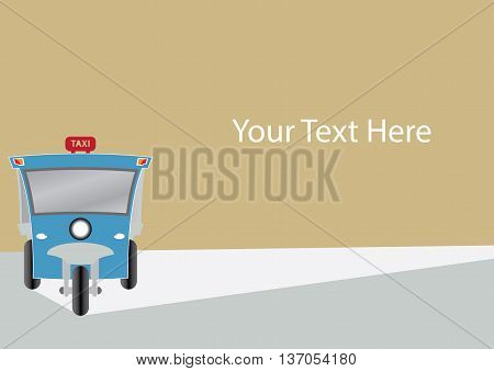 Modern design of Three wheel Motor or Tuktuk with space for your text