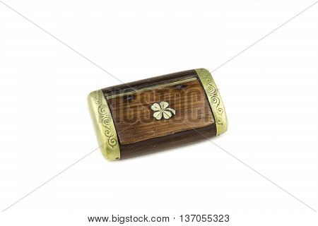 isolated on white portrait of old snuffbox