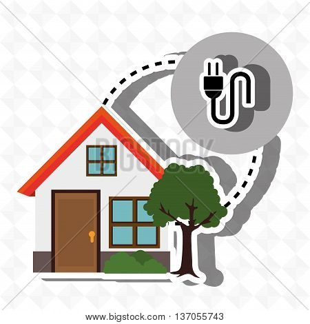 smart home with electric plug isolated icon design, vector illustration  graphic