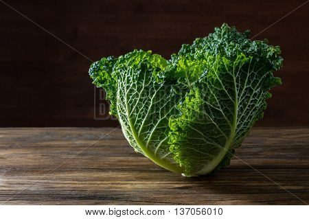Single head of Savoy cabbage