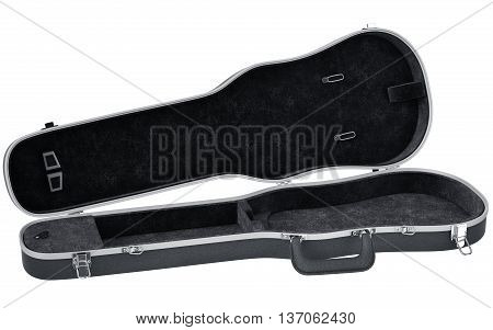 Black open case viola musical instrument accessories. 3D graphic