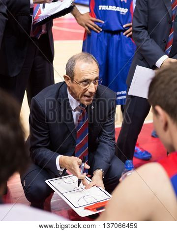 Bc Cska Head Coach Ettore Messina During A Timeout