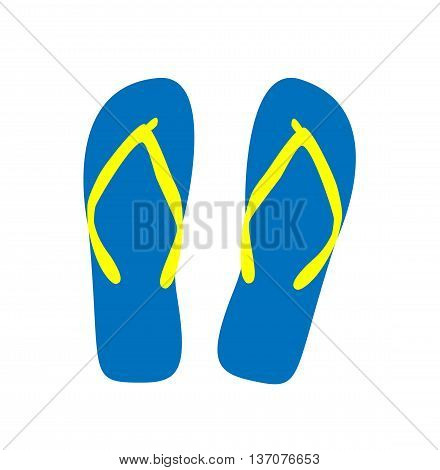 Pair of flip-flops. Vector illustration. blue color