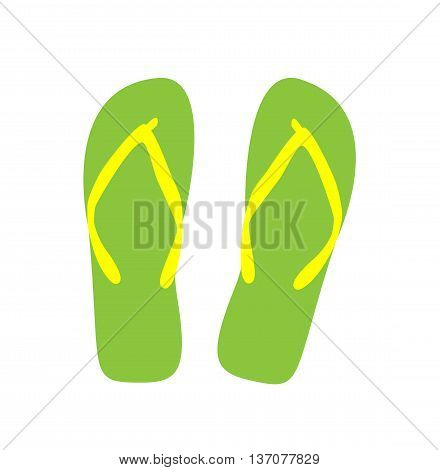 Pair of flip-flops. Vector illustration. green color